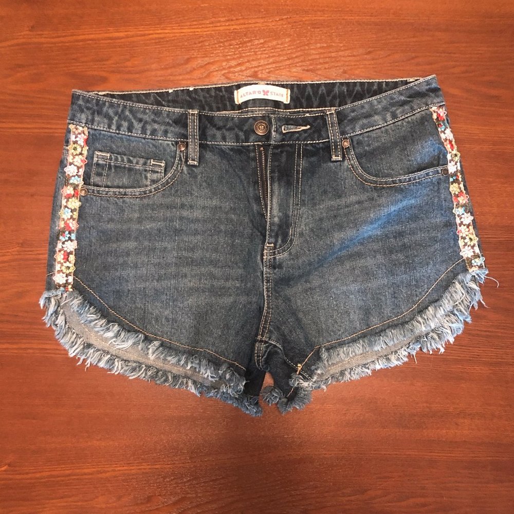 Altar'd State Distressed Denim Shorts